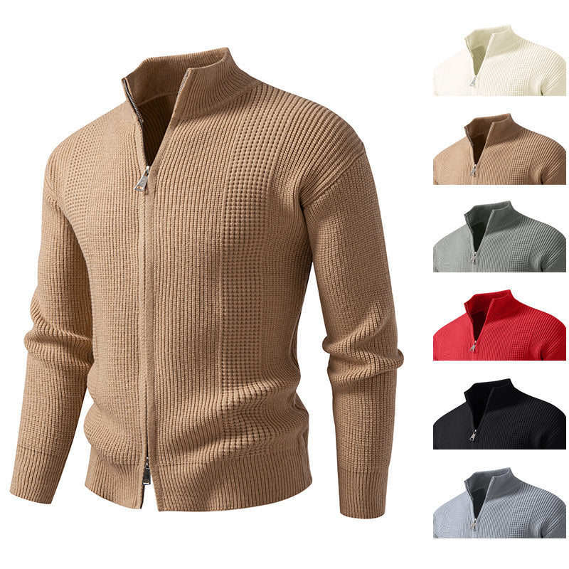 Herren Strickjacke Hochkragen Modern Schnellverschluss - IdealeKleiden