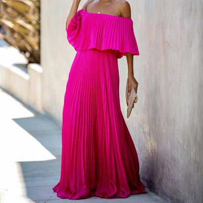 Robe longue femme bustier plissée élégante