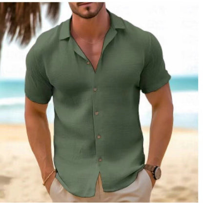 Chemise d'été homme à manches courtes structurée en coton