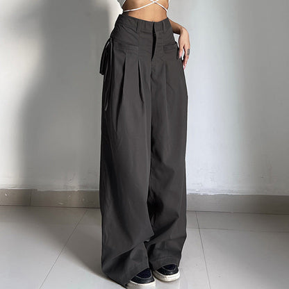 Pantalon Femme Large Plissé Poches Élégant