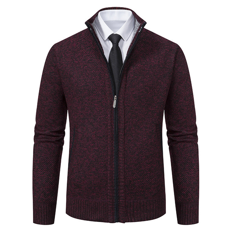Cardigan Homme Élégant Col Montant Fermeture Éclair