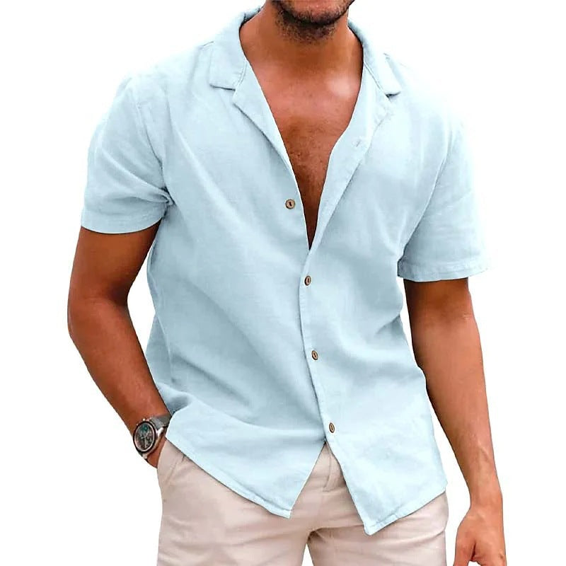 Chemise en lin homme été manches courtes légère