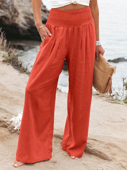 Pantalon ample en lin pour femme effet jupe-culotte