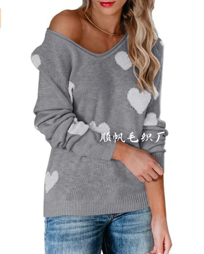 Pull de Noël femme motif cœur festif