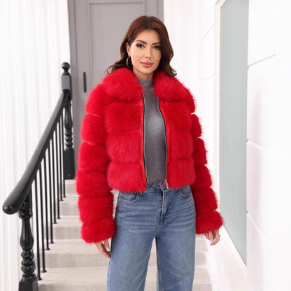 Manteau d'hiver élégant en fausse fourrure pour femmes