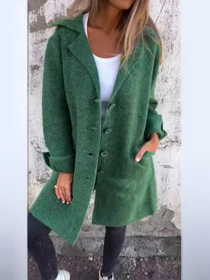 Manteau femme mi-long coupe décontractée aspect laine