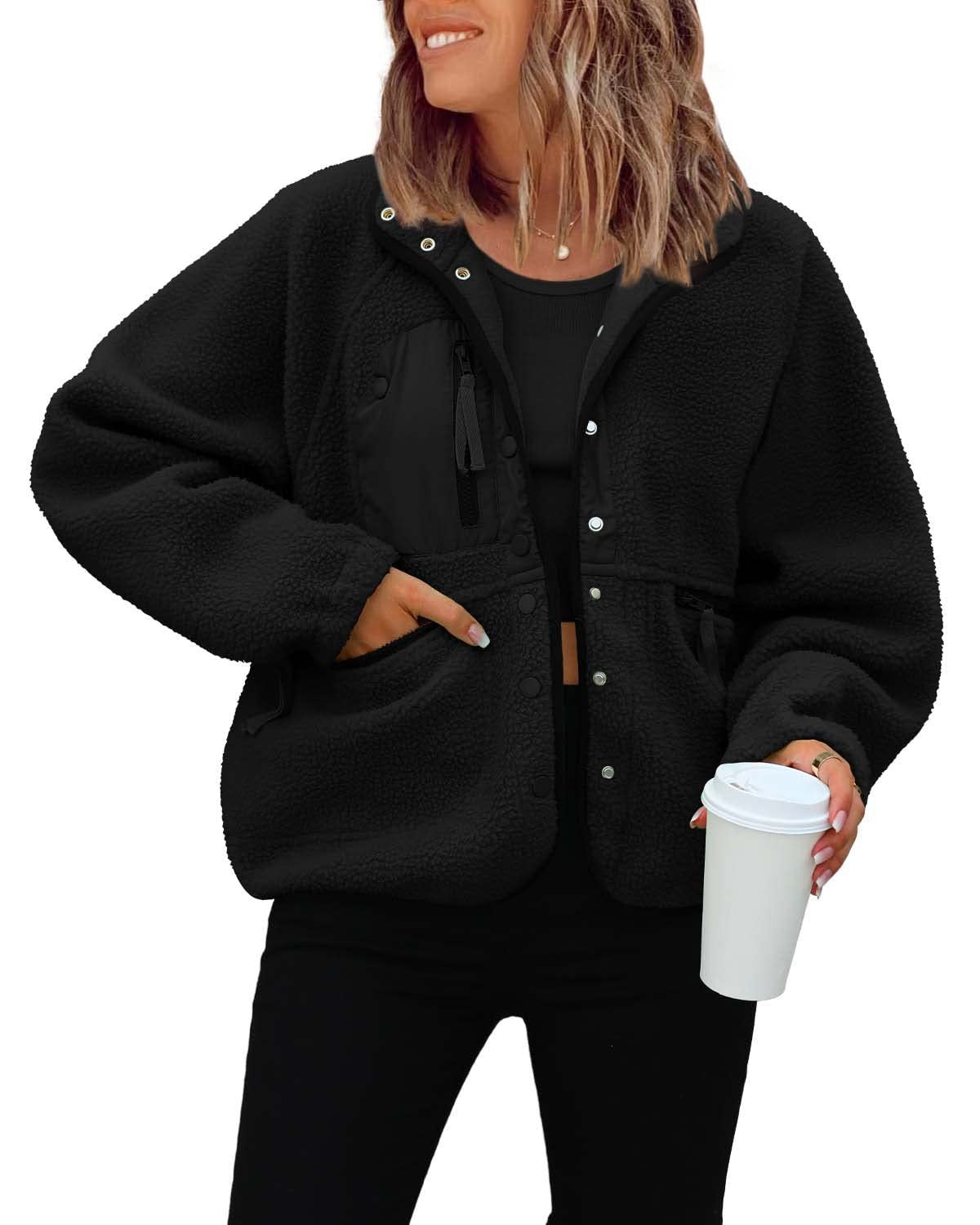 Veste polaire femme douce et chaude avec poches