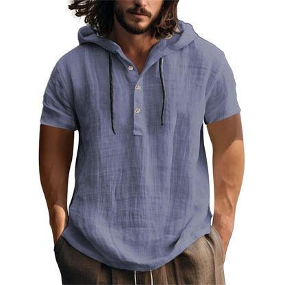 Sweat-shirt à capuche pour homme, manches courtes, décontracté, coupe ample