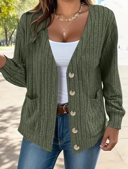 Gilet Classique Confortable Nervuré Boutonné