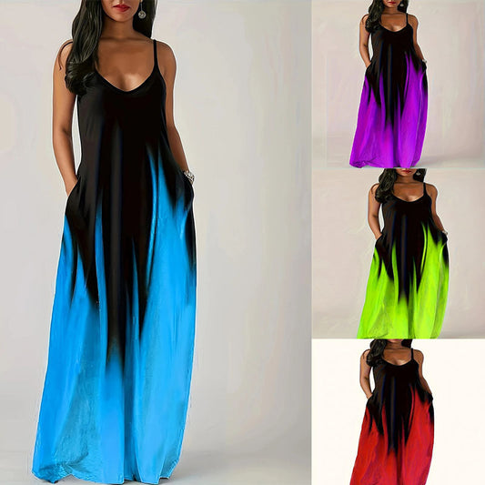 Damen Maxikleid Elegant Mit Seitentaschen - IdealeKleiden