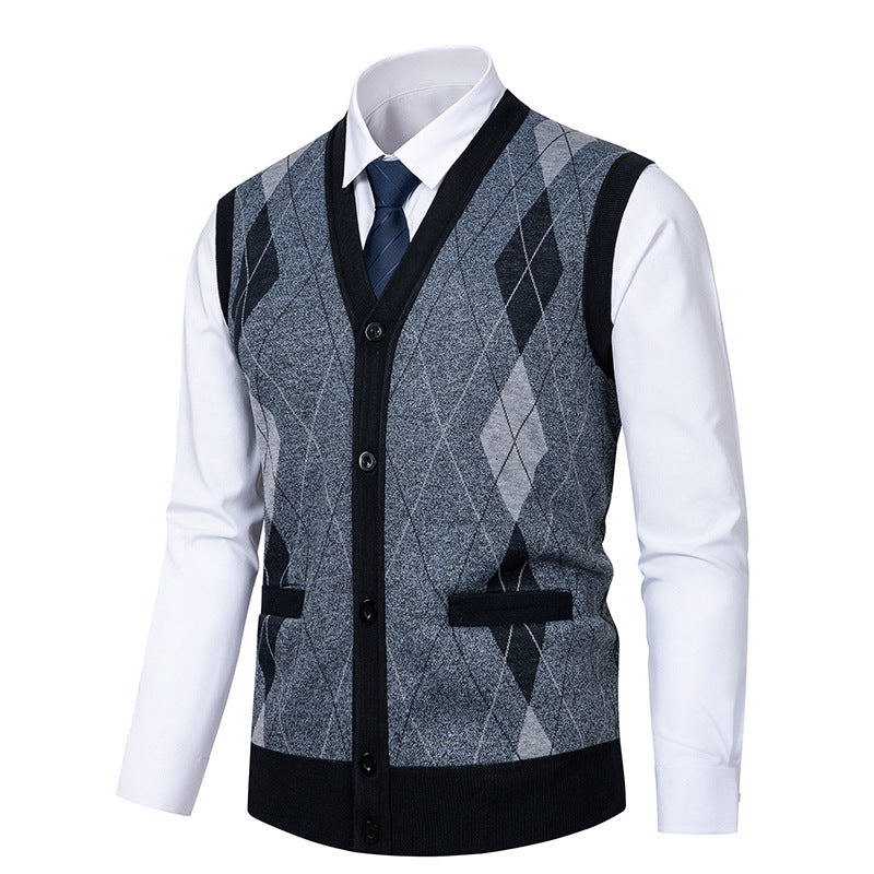 Cardigan homme élégant motif losanges moderne