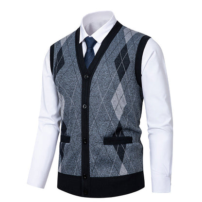 Cardigan homme élégant motif losanges moderne