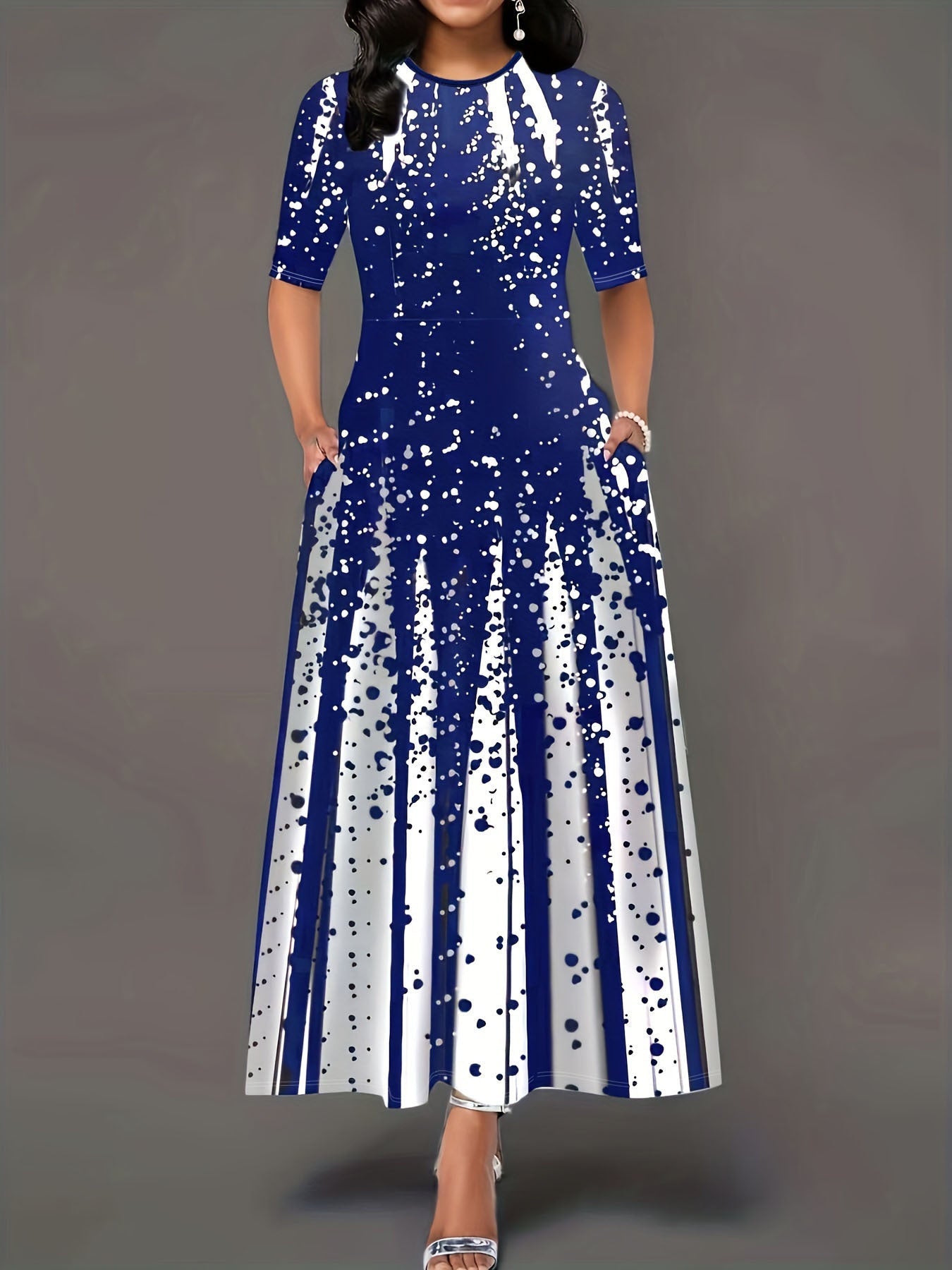 Robe longue femme élégante à motif floral pour l'été