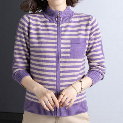 Gilet femme Col montant Fermeture éclair Veste d'extérieur élégante