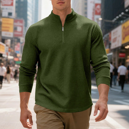 Pull sport homme structuré moderne demi-fermeture éclair