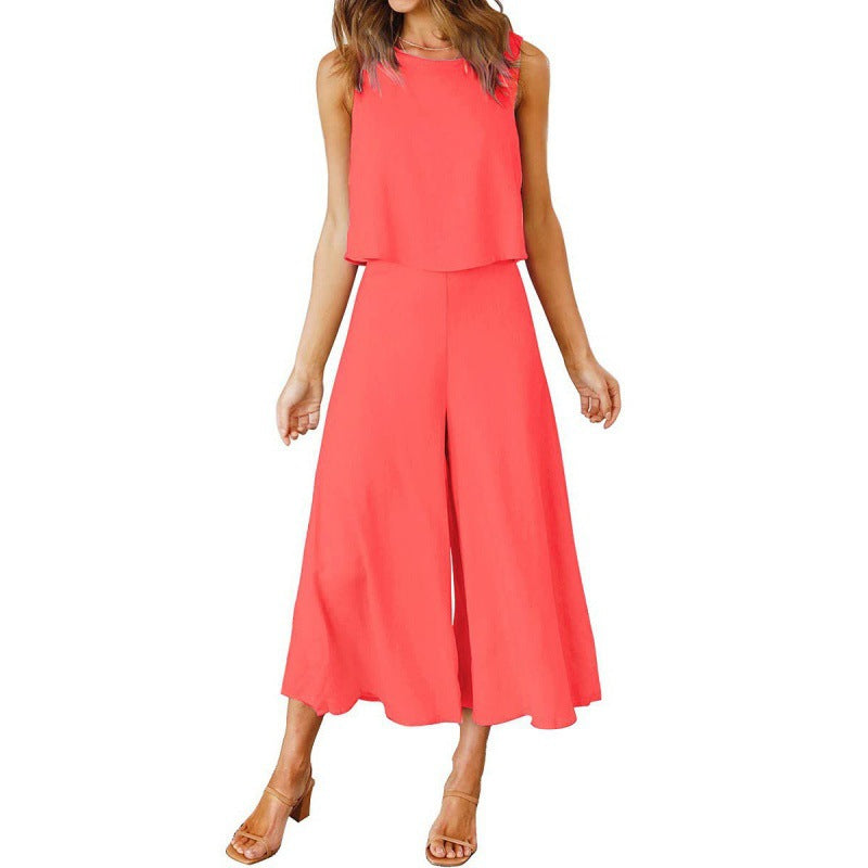 Combinaison élégante fluide jambe large pour femme