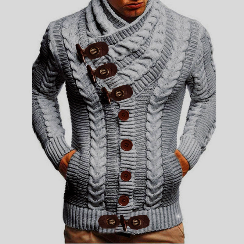Gilet en grosse maille pour hommes, boutons modernes