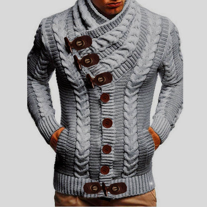 Gilet en grosse maille pour hommes, boutons modernes