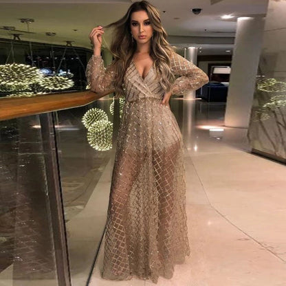 Robe Femme Élégante Transparente avec Accents Pailletés