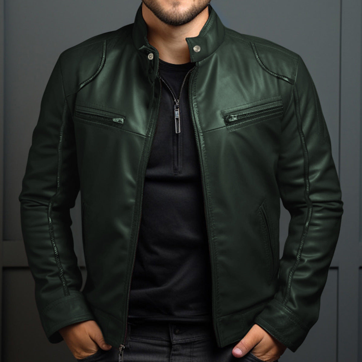 Blouson Cuir Homme Moto Élégant