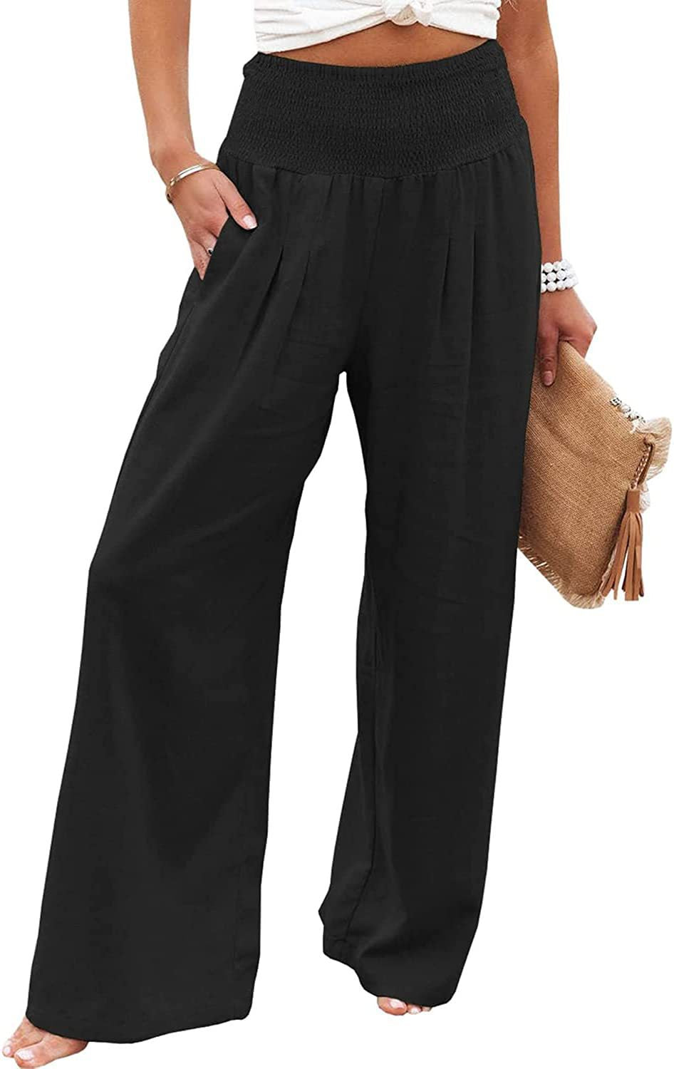 Pantalon en lin pour femme Confortable Coupe ample Type de pantalon d'été
