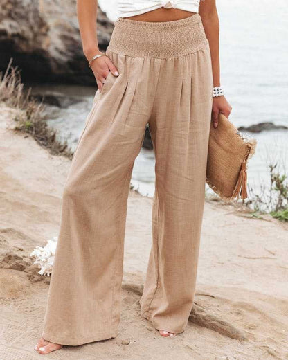 Pantalon en lin pour femme confortable élégant jupe plissée