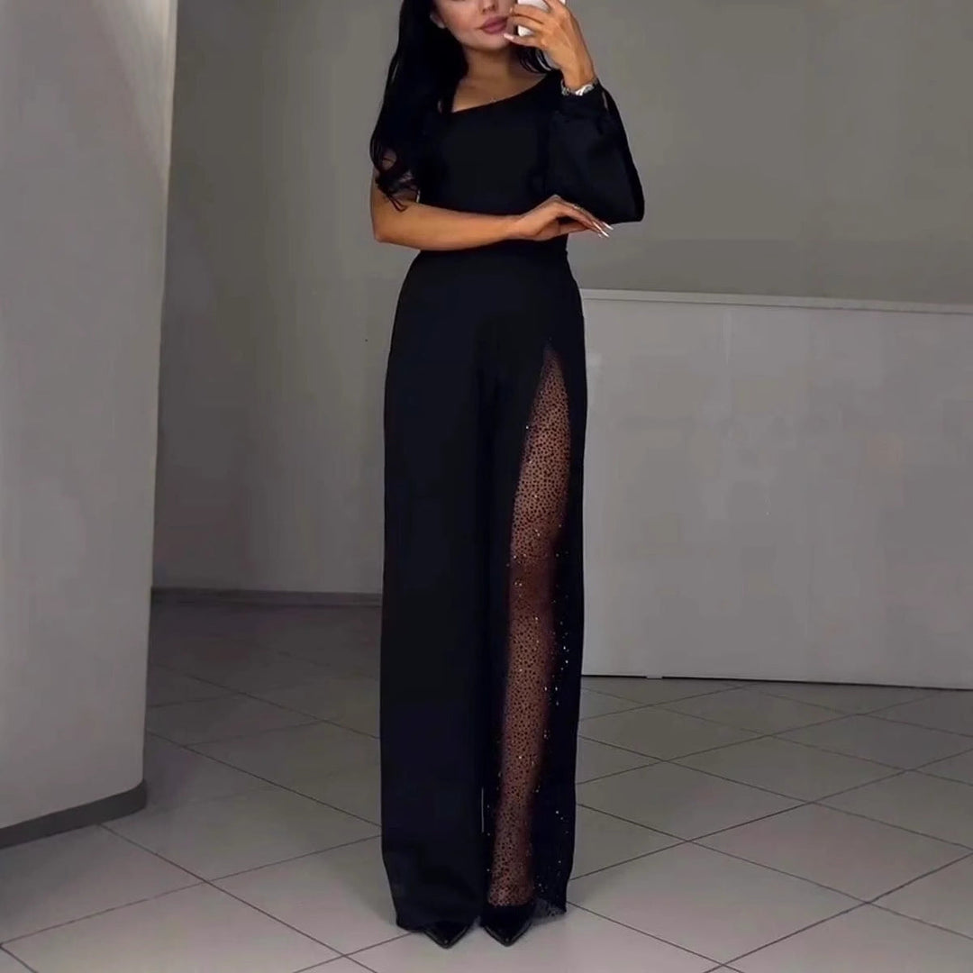 Eleganter Damen Jumpsuit Pailletten Detail - IdealeKleiden