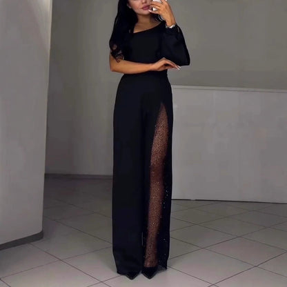 Eleganter Damen Jumpsuit Pailletten Detail - IdealeKleiden