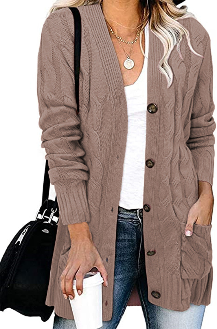 Gilet en tricot tressé avec poches