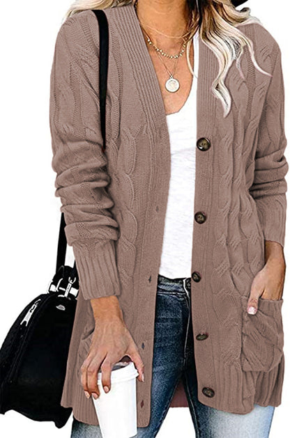 Gilet en tricot tressé avec poches