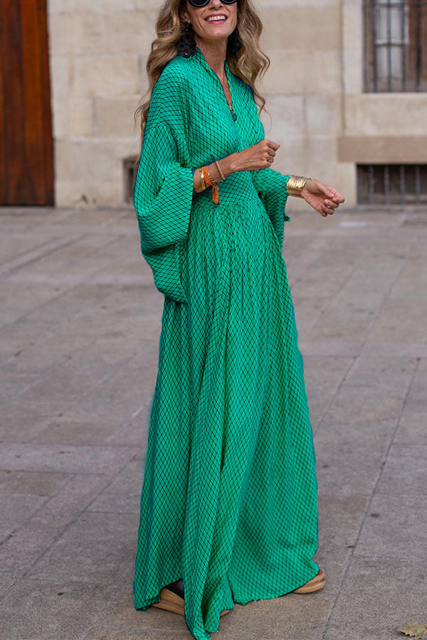 Robe longue élégante pour femme à manches amples