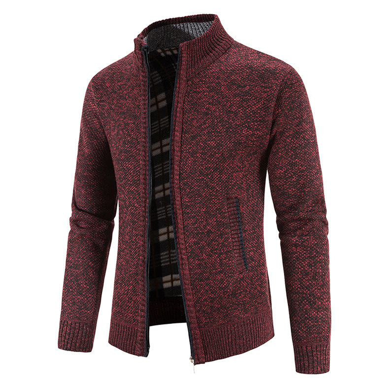 Cardigan homme col montant aspect piqué
