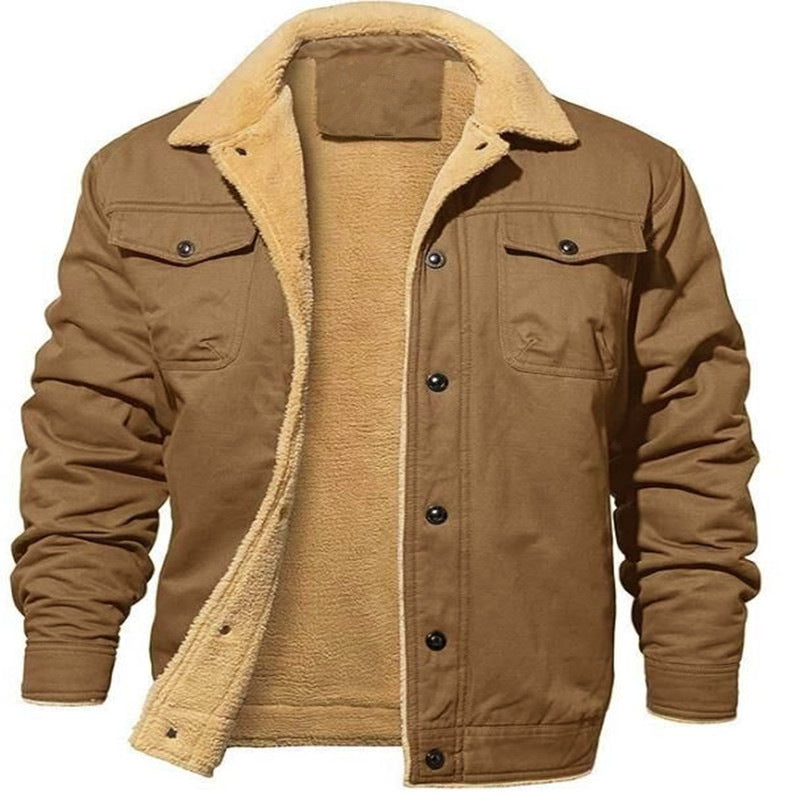 Veste d'extérieur pour homme chaude et isolée avec col rabattu