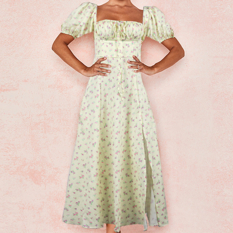 Robe longue d'été pour femme, motif floral élégant