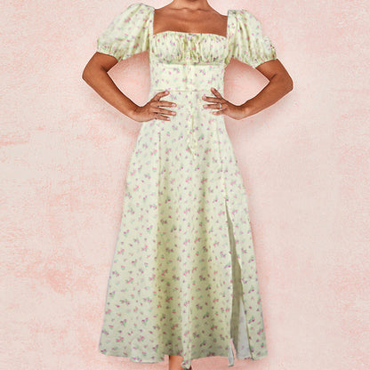 Robe longue d'été pour femme, motif floral élégant
