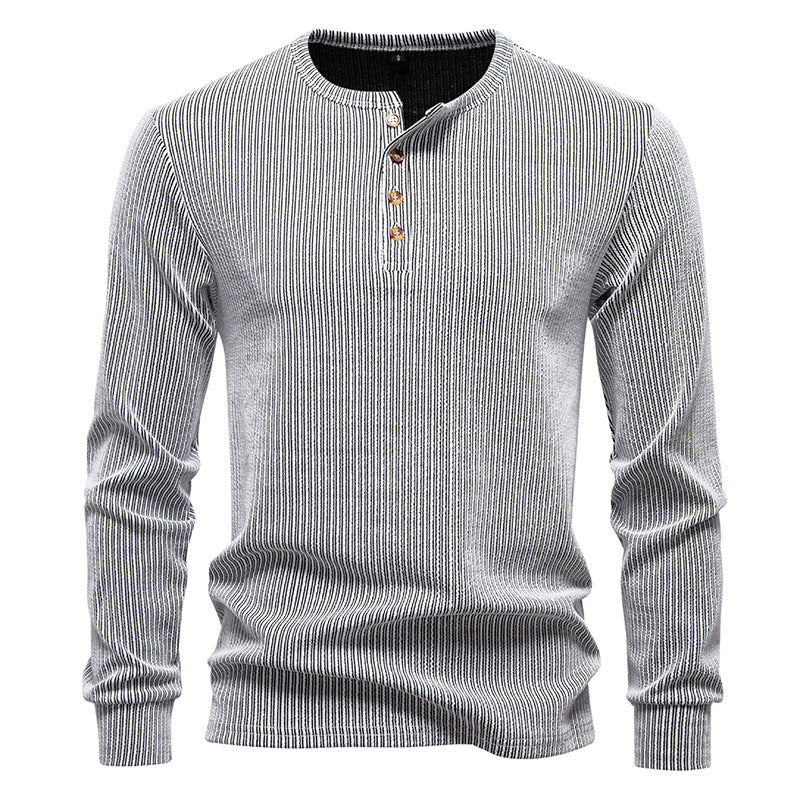 Chemise à manches longues pour homme, à rayures, style moderne