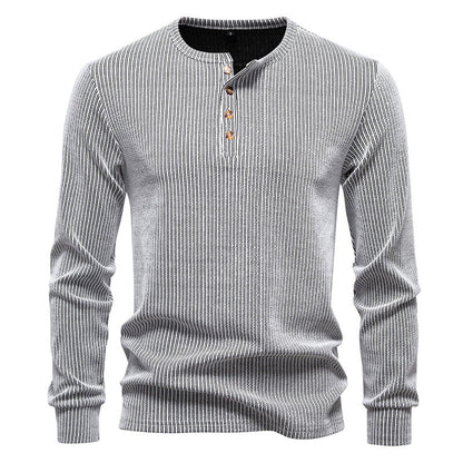 Chemise à manches longues pour homme, à rayures, style moderne
