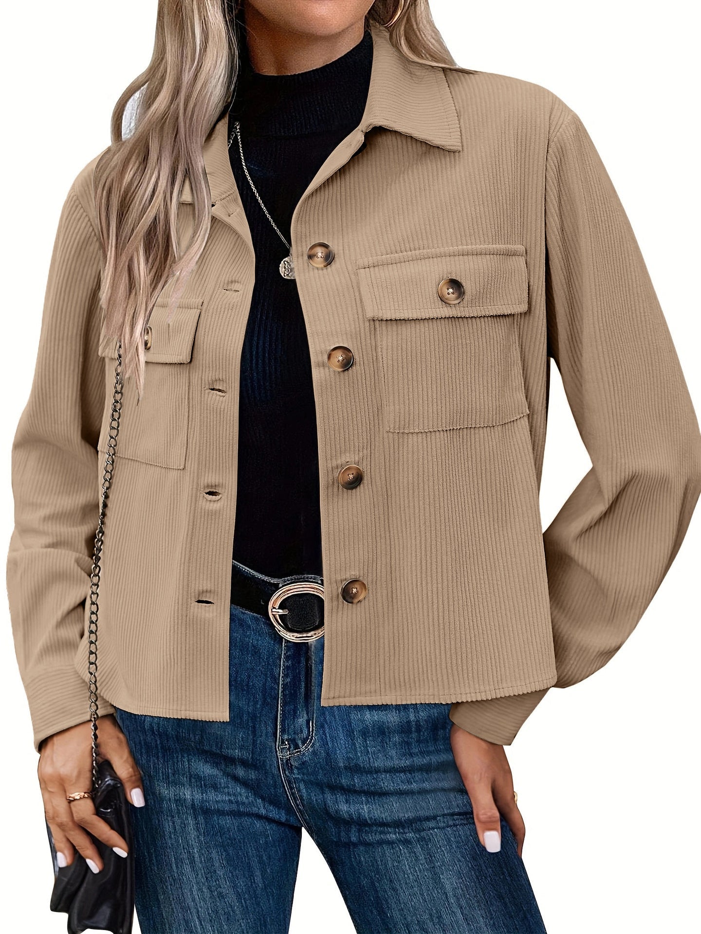 Veste en velours côtelé confortable style décontracté