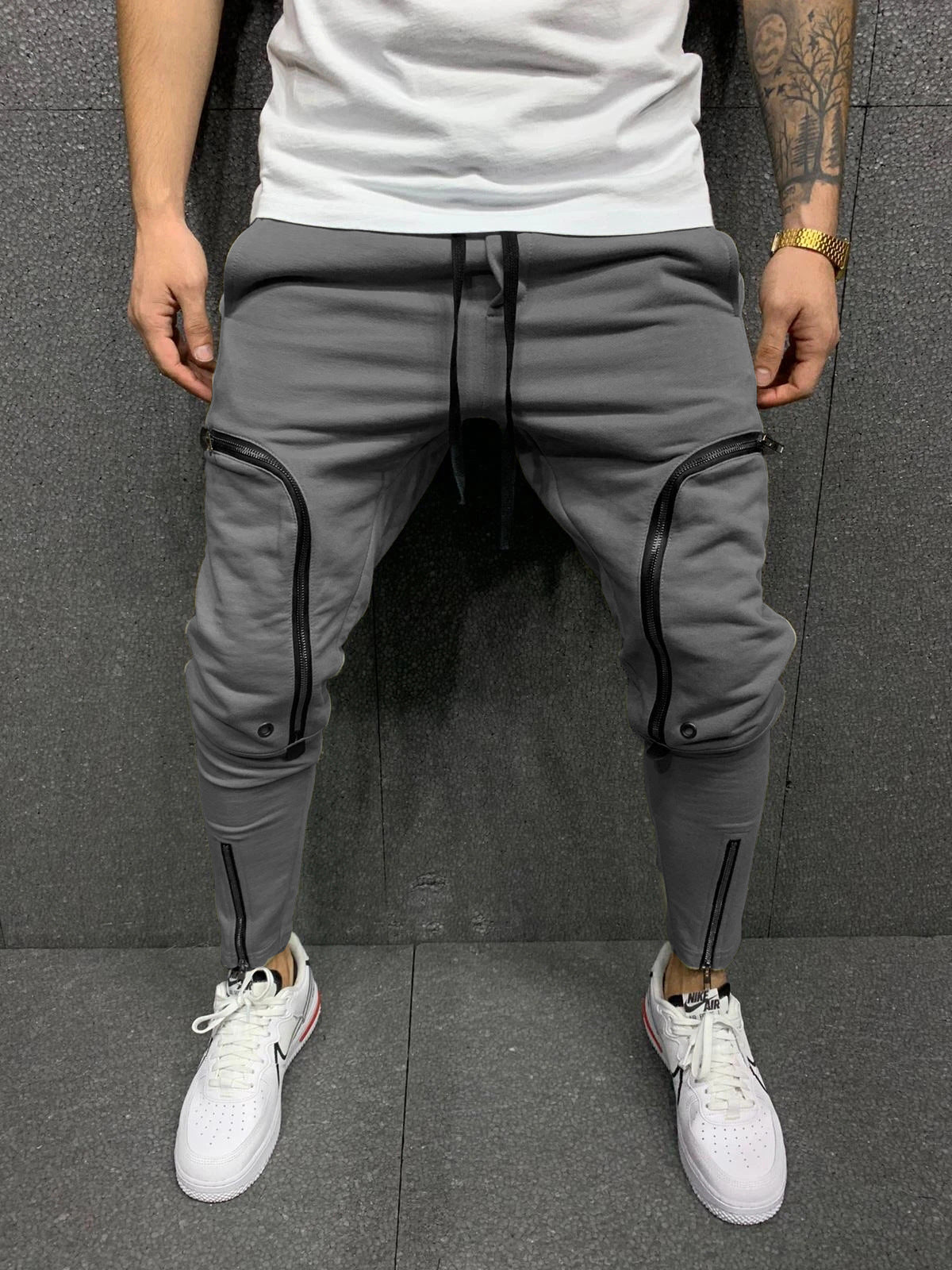 Pantalon de jogging homme style moderne détail fermeture éclair