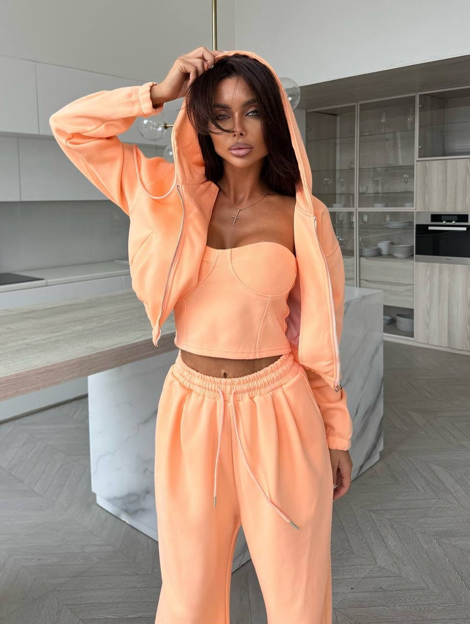 Ensemble de survêtement à capuche femme, sportif et confortable