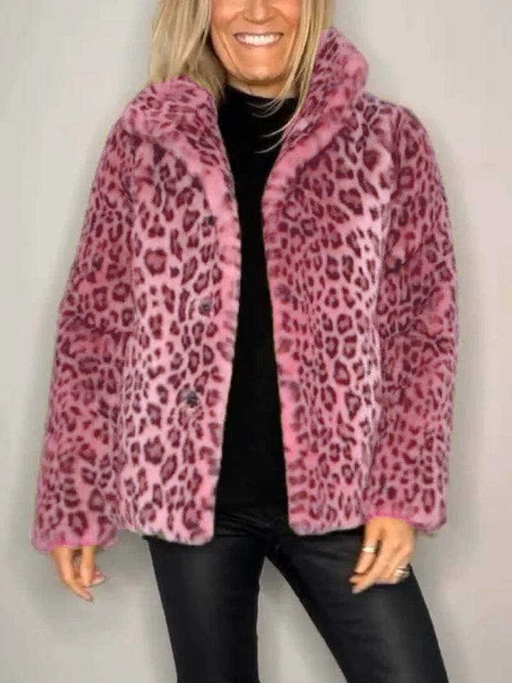 Manteau Femme Oversize Fausse Fourrure Imprimé Léopard