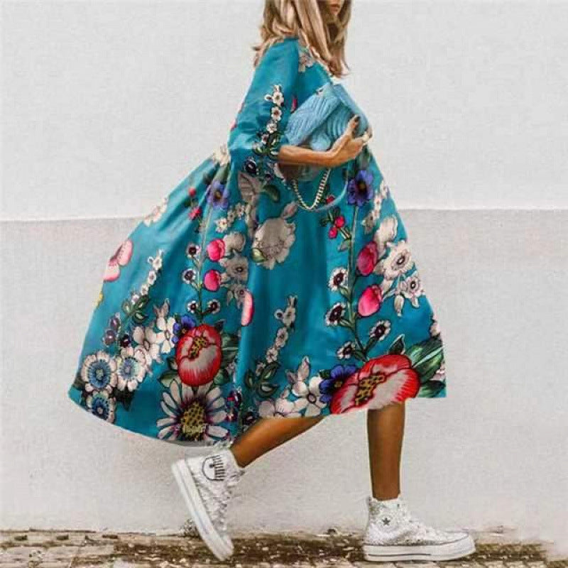Robe d'été femme motif floral coloré élégant
