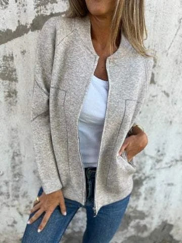 Cardigan chaud en mélange de laine avec fermeture éclair