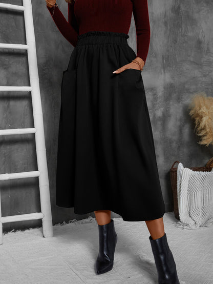 Jupe midi légère pour femme avec poches