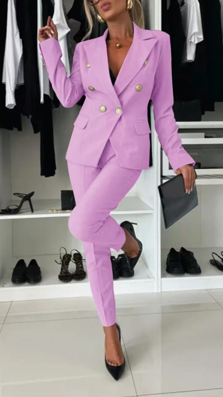 Blazer tendance coupe slim croisé costume de bureau