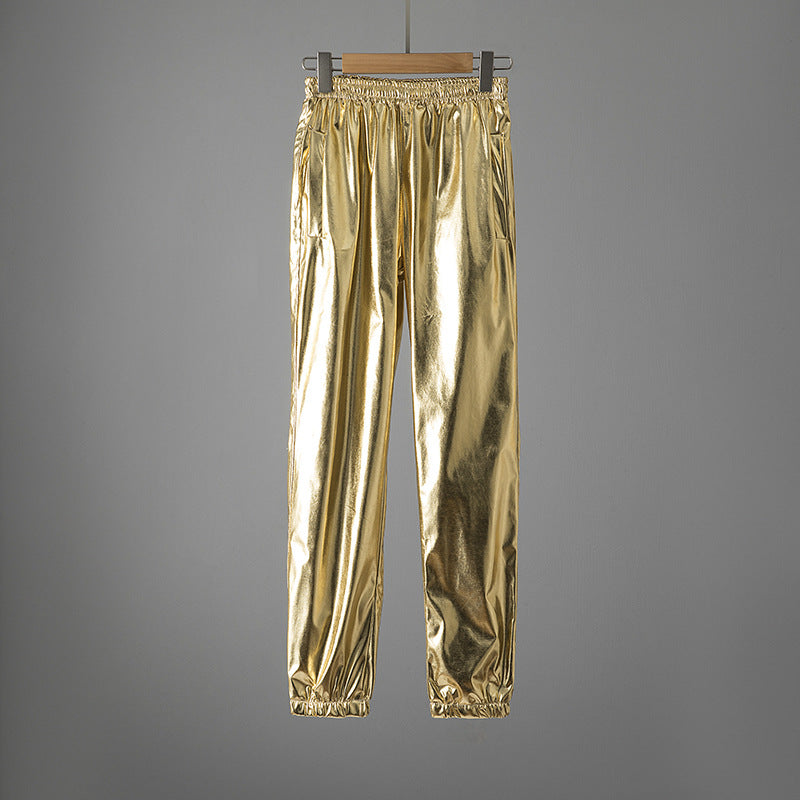 Pantalon de fitness femme Brillant Élastique Avec poches