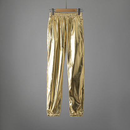 Pantalon de fitness femme Brillant Élastique Avec poches