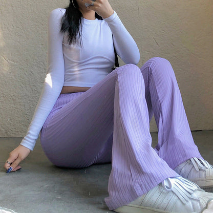 Damen Hochwerdige Leggings Ripp Design Hoher Bund - IdealeKleiden