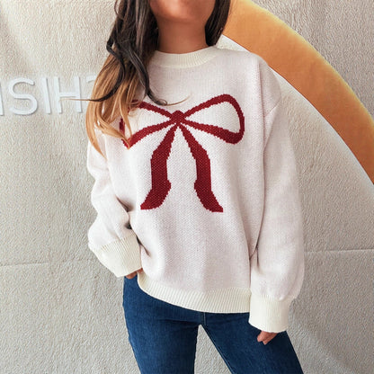 Pull femme doux motif nœud