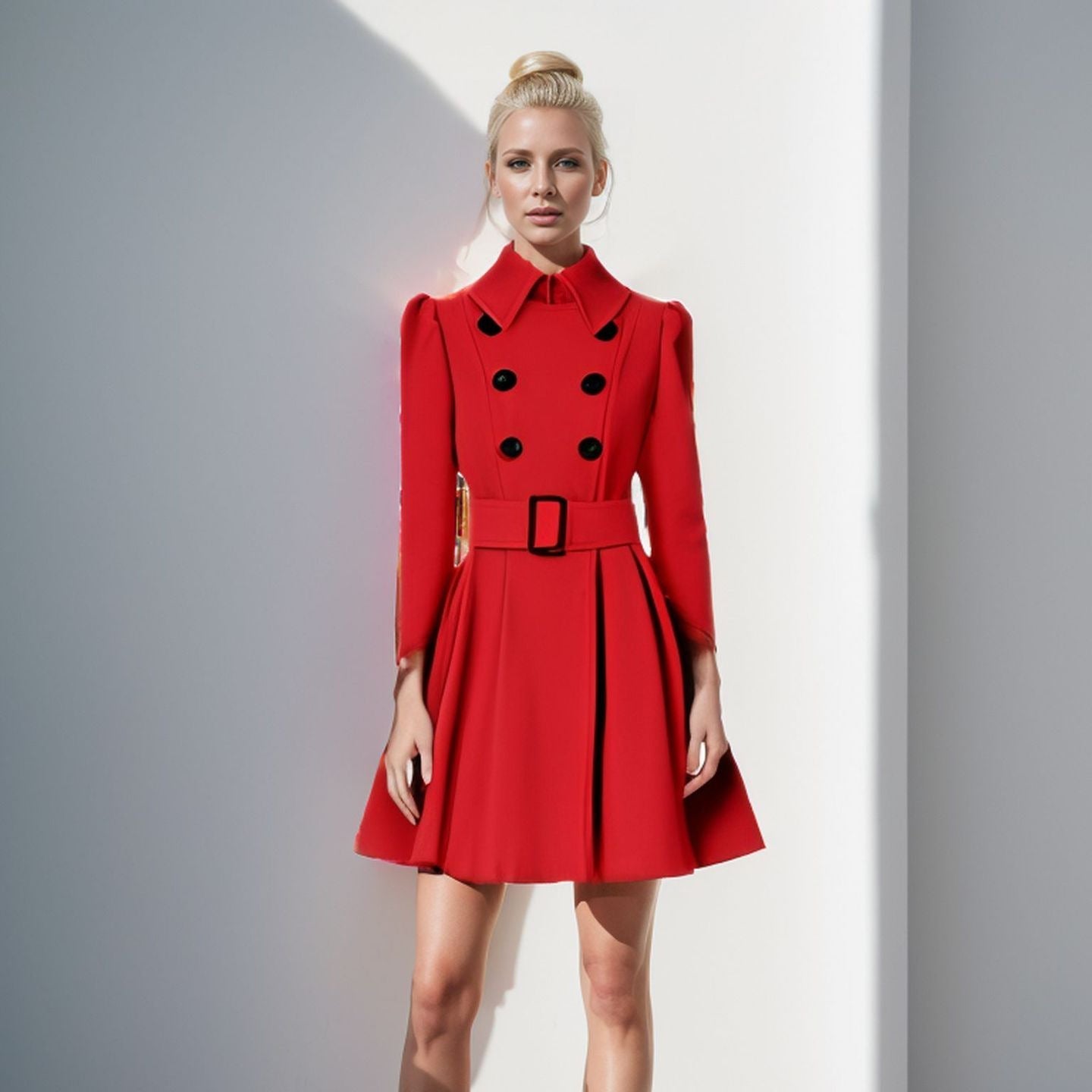 Trench-coat femme élégant avec double boutonnage à la taille
